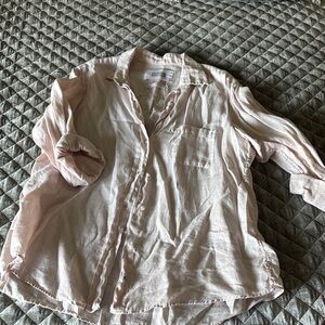 Elegant Women's Pink Linen Button-Down Shirt
